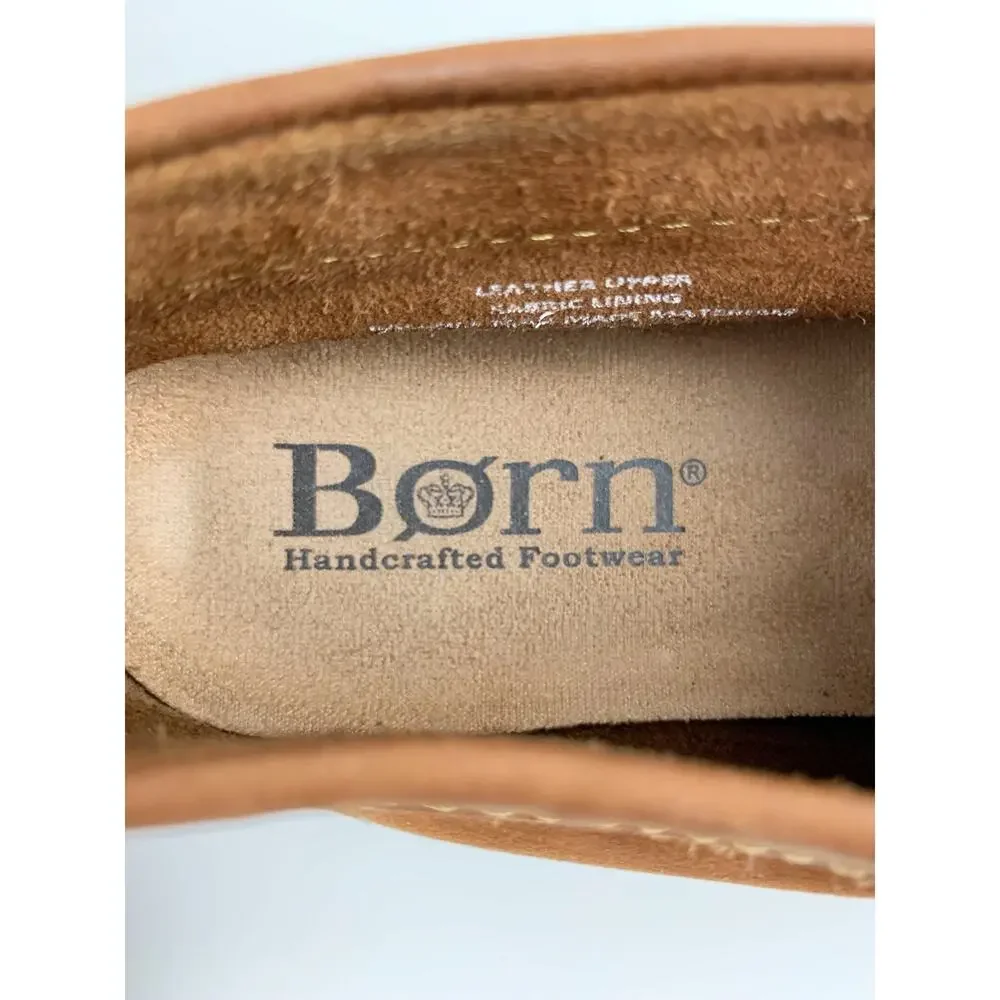 Born Nuala Booties Brown Nubuck Leather Lace Up Boots Shoes Women's 7.5 Boho